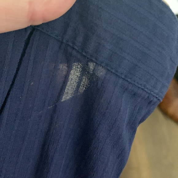 Vintage Jaeger navy blue semi-sheer cotton blouse - Picture 3 of 11